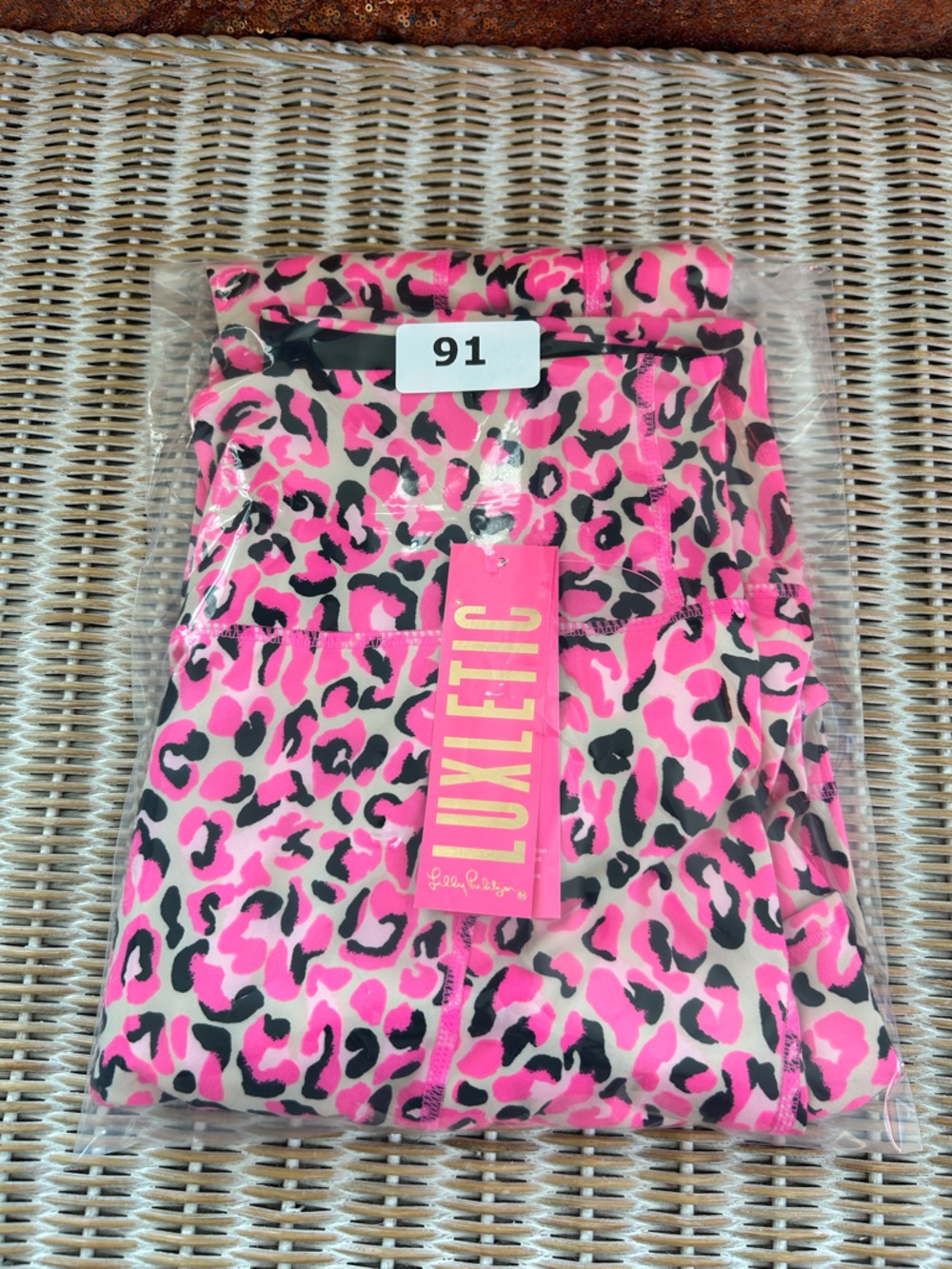 Lilly Pulitzer Luxletic Weekender High Rise Leggings Pink Leopard Size L #91 - Picture 11 of 12